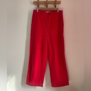 Alex Mill red twill pants high waisted 28” waist wide leg workwear denim style